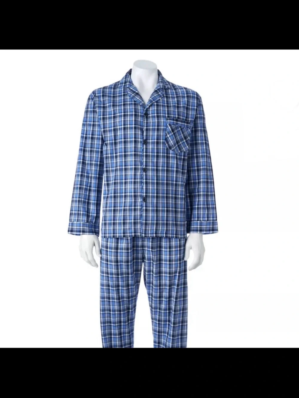 Classic Blue Plaid Men’s Pajama Set